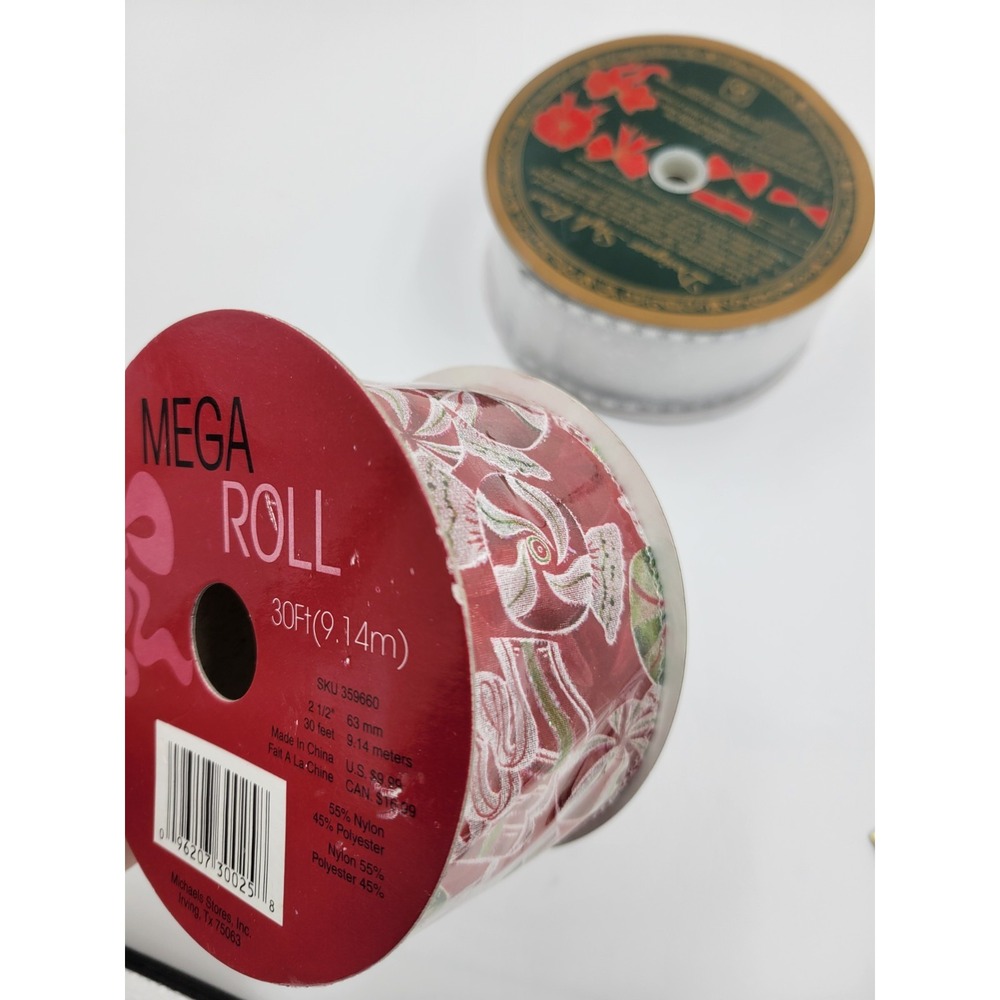 Christmas Ribbon Variety Of Different Themes & Sizes (LotOf 5)‎ - Picture 5 of 7